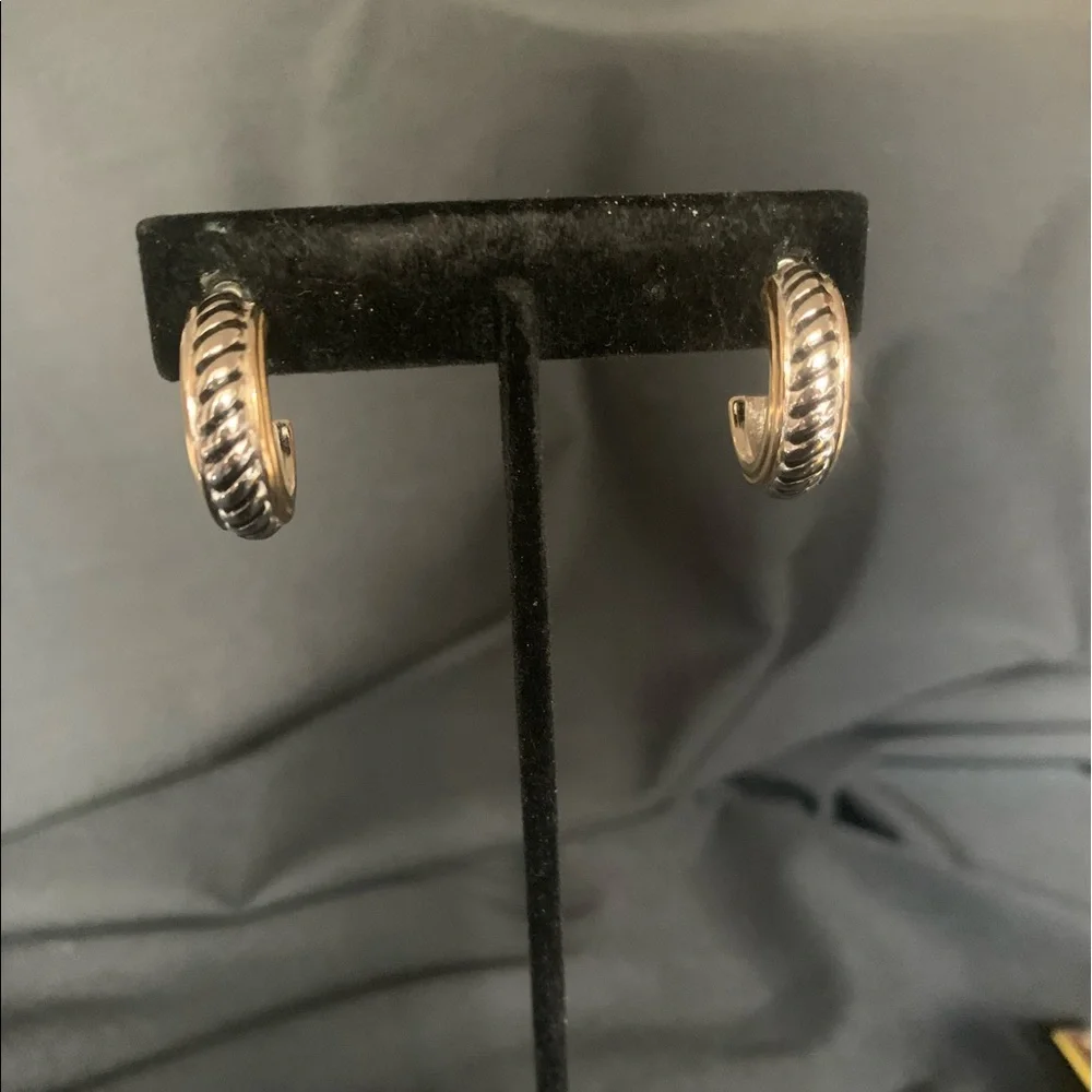 Vintage, pierced, silver & gold hoops, good condition.